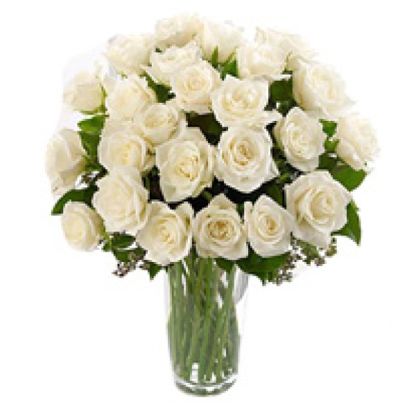 Charming White or Creamy Roses with a Vase